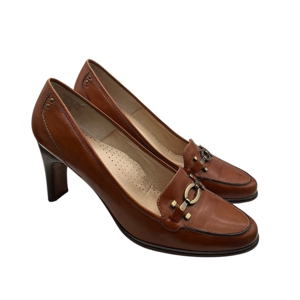 Circa‎ Brown Leather Heeled Loafers size 10 vintage